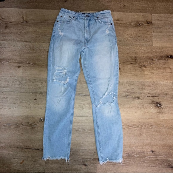 Abercrombie & Fitch Women’s Jeans Simone high rise slim Size27 Ripped Light Wash - Picture 1 of 11